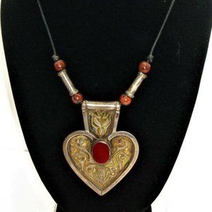 Vintage Art Deco Silver Heart Shape Choker Necklace
